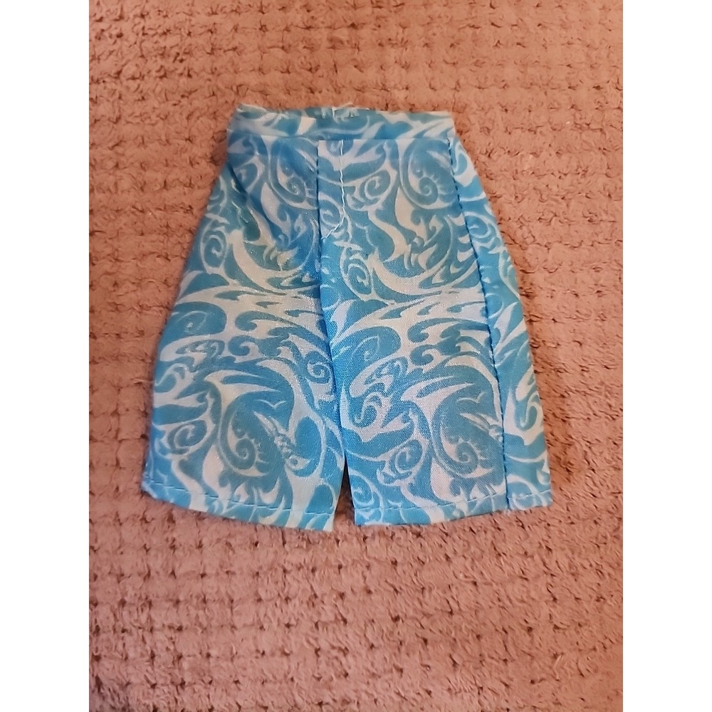 Mattel Barbie Ken Clothes Shorts Blue Swirl‎ Print Board Shorts Doll Clothes